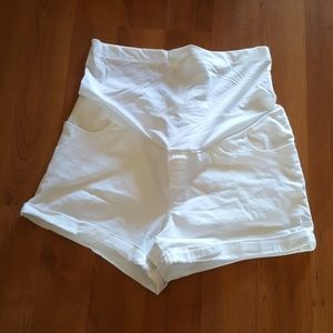 White maternity shorts